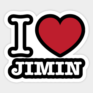 I love BTS Park Jimin typography white Morcaworks Sticker